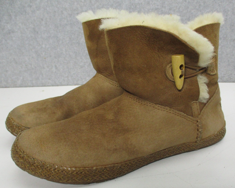 UGG Garnet Suede Boots Chesnut Brown Shearling Womens Sz 7